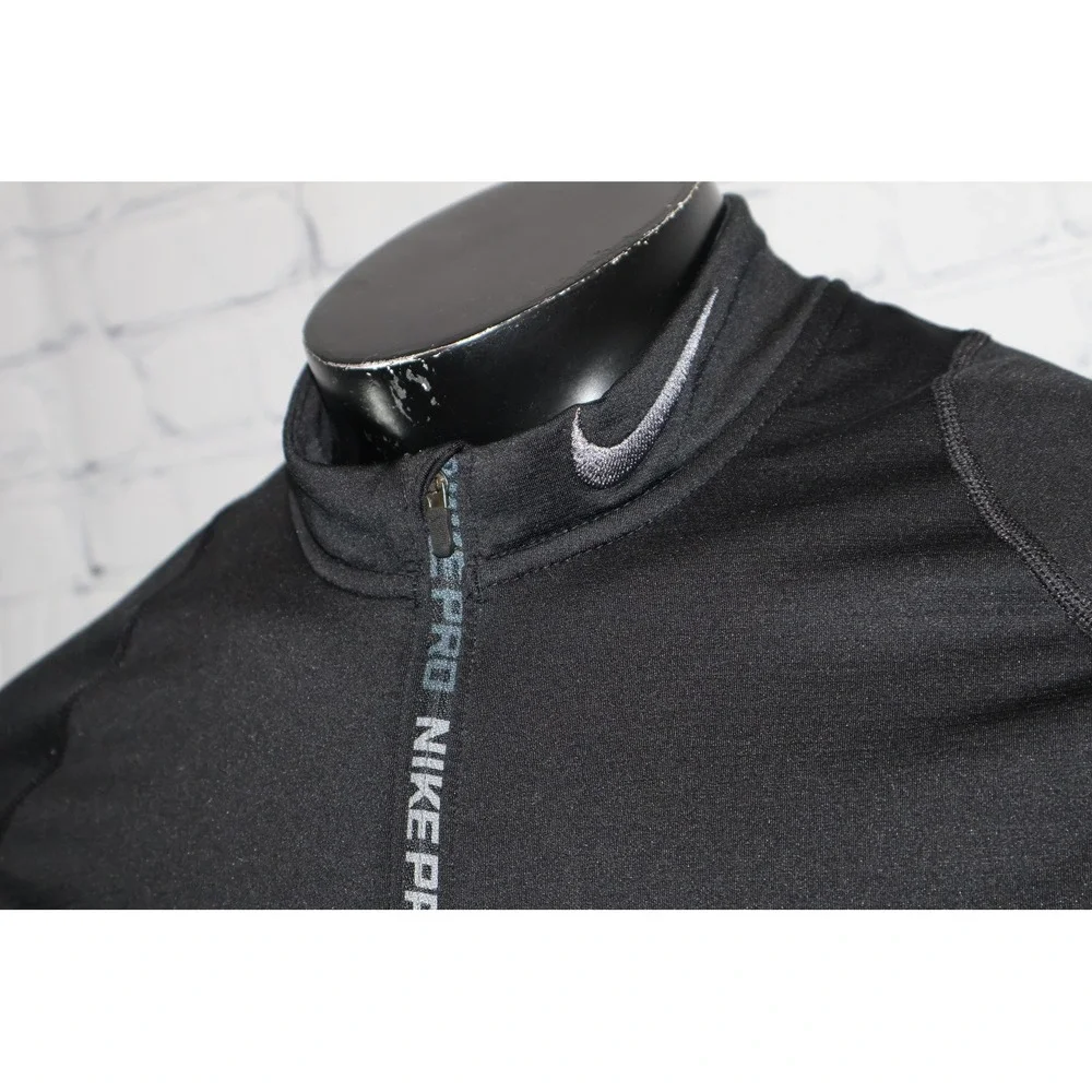 Nike Pro 1/4 Zip Shirt Mens Large Fitted Mock Neck Pullover Hyper Warm Workout